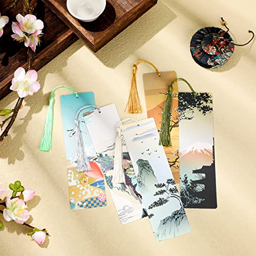 48 Pieces Tassel Bookmarks Anime Bookmark With Tassels Inspirational Japanese Paper Bookmark Japan Art Impressions Bookmarker Cards Nature Manga Bookmarks For Artists Men Women Book Lover Teen #TOP1