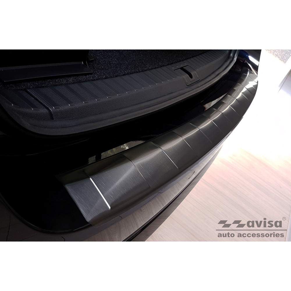 Avisa Czarna osłona tylnego zderzaka ze stali nierdzewnej, kompatybilna z Skoda Octavia IV Kombi 2020 - w zestawie RS 'Ribs'