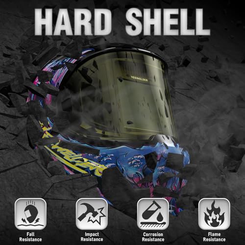 YESWELDER Auto Darkening Welding Helmet with SIDE VIEW, 180° Panoramic View, 1/1/1/1 True Color Solar Powered Welder Hood, Wide Shade 3/5-9/9-13 Welder Mask for TIG MIG ARC CUT and GRIND, LYG-Q800D - Thumbnail 5