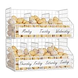 keomaisyto Frische Eierhalter mit 5 Trennwänden zum Trennen von Eiern für eine Woche, 2 Etagen Stapelbare Drahtkörbe zum Sammeln von Eiern, XXL Eierregal für Arbeitsplatte/Wandmontage, mit