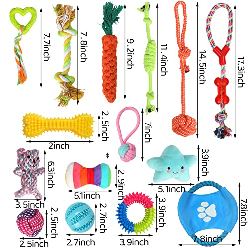 Sunallwell Dog Rope Toys,18PCS Rope Durable Chew Squeaky Toys for Dogs 100% Natural Cotton Safe Non-Toxic,Beneficial to Dog's Mental Health and Teeth Cleaning,Best Gift for Small/Medium Dogs - Image 2