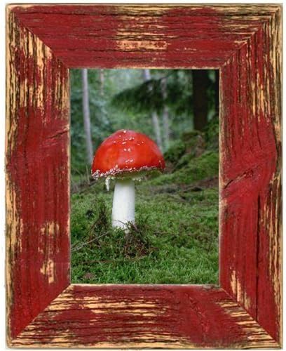 Picture frame in real old-wood in Country House Style vintage, rustic - handmade Unique in red - red, 5.90 X 7.87''