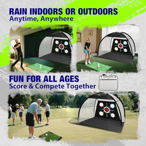 Golf Net, Pro-Grade 10x7 FT Golf Practice Net Kit with 2-in-1 Replaceable Non-Slip Turf Mat, Golf Driving Nets for Backyard, Chipping Swing Training for Golfer Indoor/Outdoor - Thumbnail 6