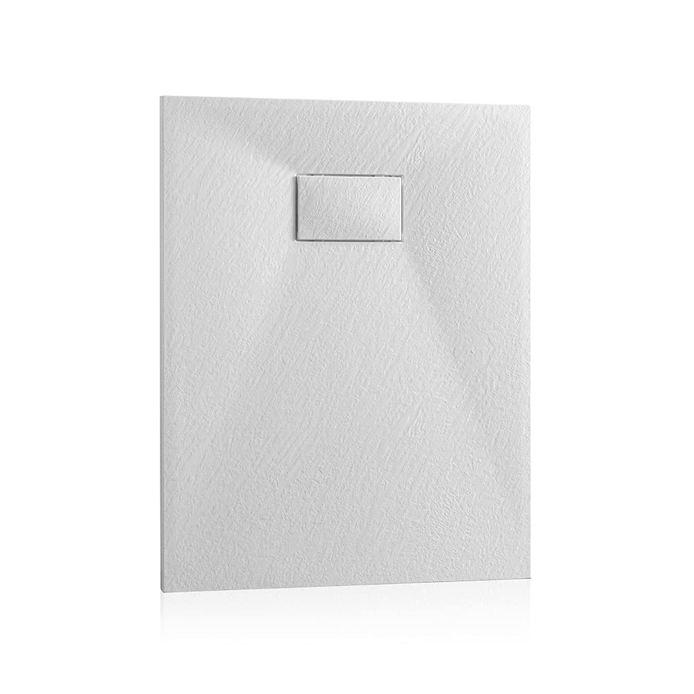 Piatto doccia in Resina, disponibile in diverse misure, design ultraslim con effetto pietra serie Agorà (70x170, Bianco)