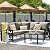 NATURAL EXPRESSIONS 6 Pieces Patio Furniture Sets,Outdoor Furniture Sets Metal Patio L Shape Sectional Couch Sofa Conversation Sets with 6.5" Shale Cushions,HighBack Hand-Brush Black Frame