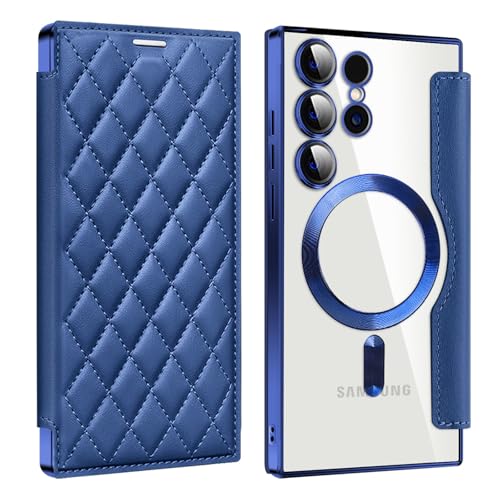 Coque Samsung S26 Plus portefeuille bleu protégeant l'appareil photo et cartes