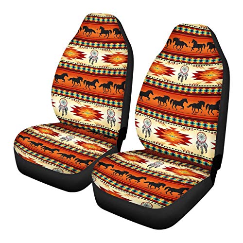 Joylamoria American Native Car Seat Cover Front Seat Protector Saddle Blanket Set Of 2 Dreamcatcher Horse Print Seat Covers,Fit Most Car Suv Van Truck Sedan #TOP11