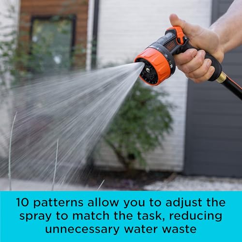 Black + Decker® Heavy-Duty 10-Pattern Poly Thumb Control Nozzle – Ergonomic, Versatile, Precision Garden Hose Attachment BD8439 - image 6