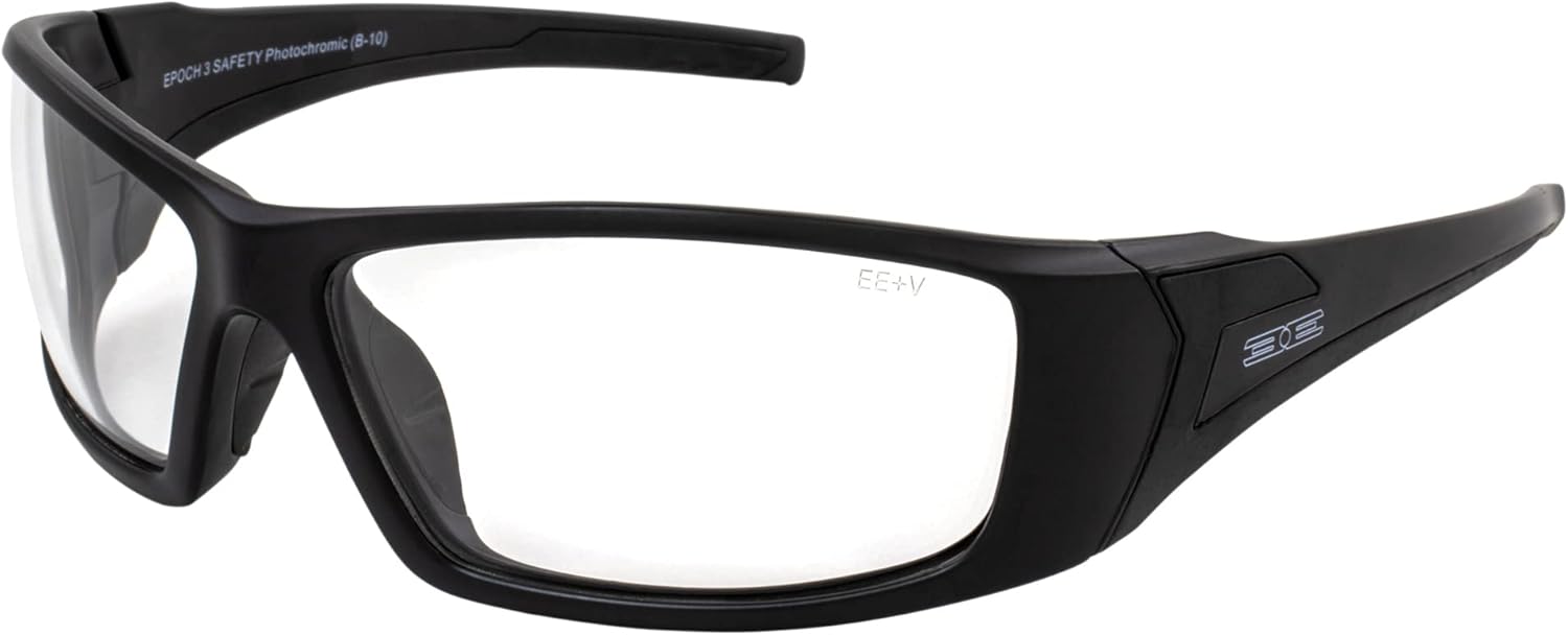 Epoch Eyewear Liberator Photochromic Motorcycle Sunglasses Black Frames Clear to Smoke lens