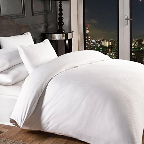 Vivente Home Grosvenor Satin Stripe Cotton Rich 1000 Thread Count Fitted Sheet, White, Double