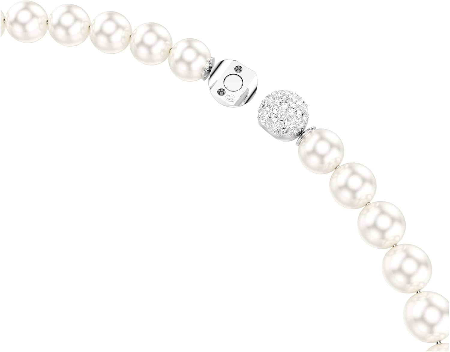 Swarovski Matrix necklace, Crystal pearl, White, Rhodium plated