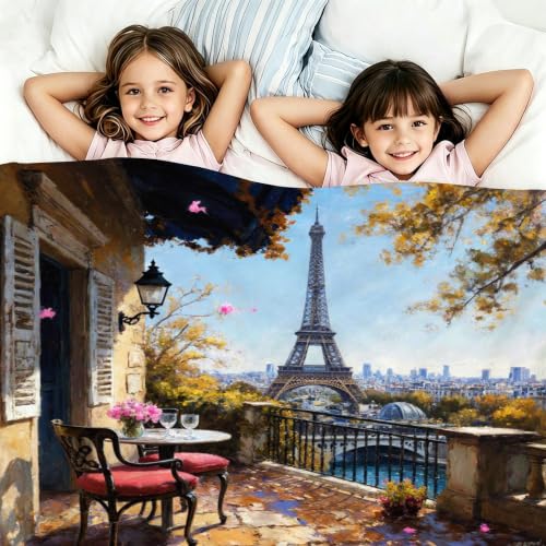 Couverture Polaire Tour Eiffel 3D imprimé graphique lavable en machine