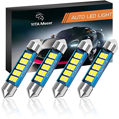 YITAMOTOR DE3175 42mm LED Festoon Bulb White Error Free Super Bright 6000K for Car Interior Dome Map Door Light 3021 3022 3175 6428, Pack of 4