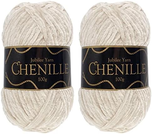 JubileeYarn Chenille Yarn - Worsted Weight - 100g/skein (2 Skeins, 199 Obsidian)
