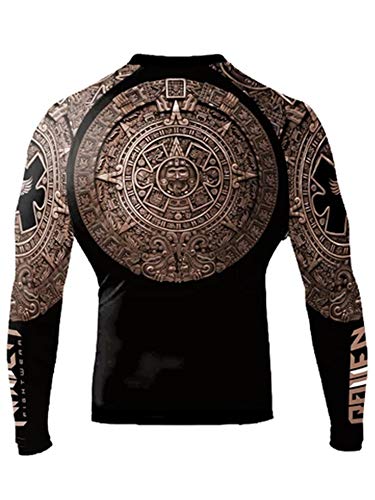 Raven Fightwear Men's Aztec Ranked Rash Guard MMA BJJ Brown X-Large
