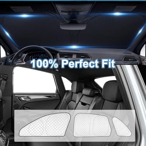 Image of KMF 8pcs Sun Shades for Porsche Macan 2014-2024 Accessories, Thicken Full Window Windshield Sunshade Car Window Covers for Side Rear, UV Block and Blackout Privacy for Car Camping Outdoor