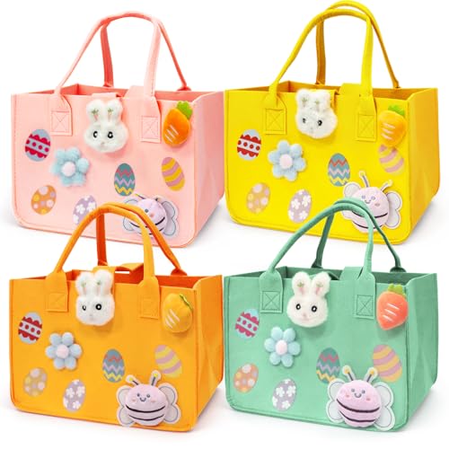 Sacs à friandises de Pâques en feutre et paniers de rangement lapin avec poignées