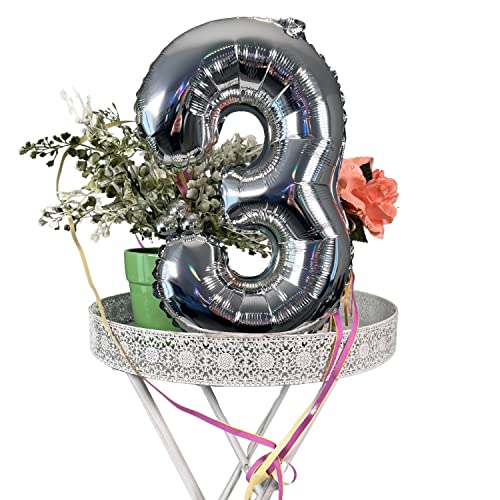 DIWULI Luftballon 3 Jahre Silber Geburtstag Party-Deko