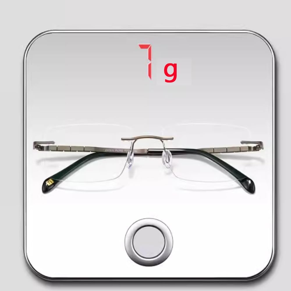NILZA Randlos Sonnenleser Lesebrille Unisex Lesesonnenbrille Rahmenlose Sonnenbrille Multifokale Computerbrille Presbyopie Brille Titanlegierung (Size : 2.0X)