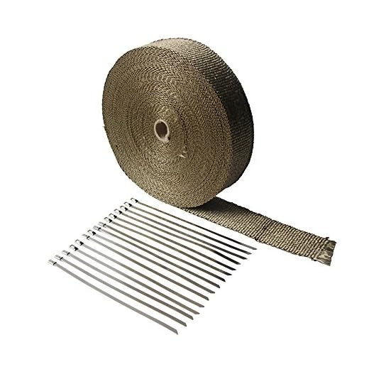 LEDAUT 2"x 100'Titanium Exhaust Heat Wrap For Car & Motorcycle Exhaust Tape With Stainless Ties