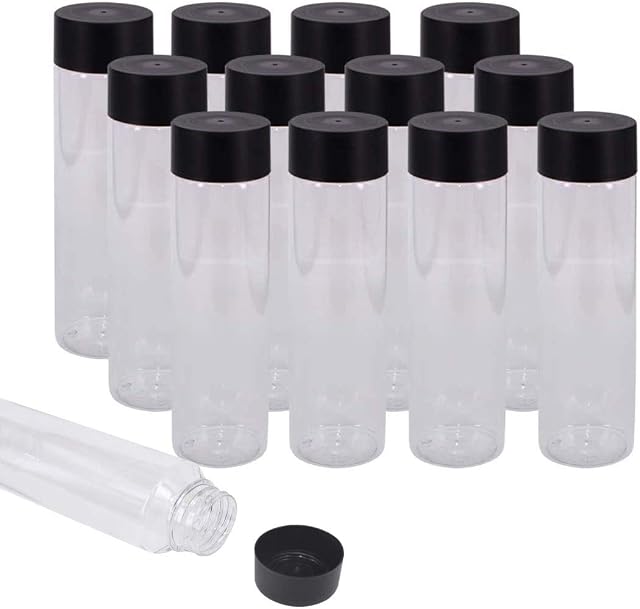 KAHEIGN 13Pcs Clear PET Plastic Juice Bottles, 13.6 OZ (400 ml) Empty Smoothie Drink Bottles with Lids for Water Juice Milk Homemade Beverages