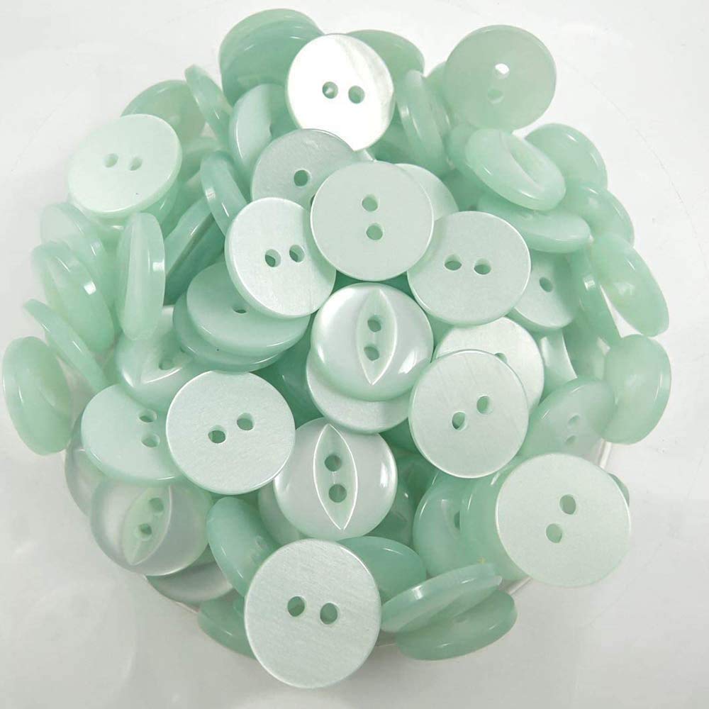 Simply Sew Crafty™ Round Fish Eye Buttons Children - Pack of 100 Buttons Each (Mint)