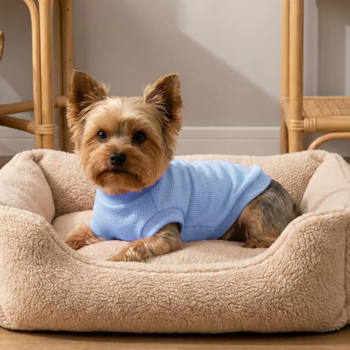 Image of 3 Pack Dog Shirt for Small Supplies Functional Waffle Dog Clothes Warm Soft Sweatshirt Outfit for Dogs Cats Pet Apparel