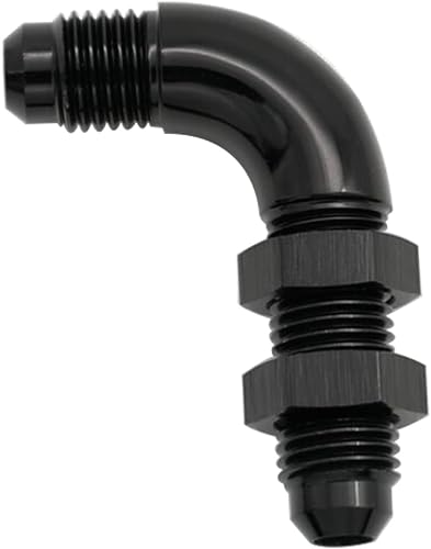 Miniatura 2 de KRD PERFORMANCE 90 grados -6 AN a -6AN, una pieza de flujo completo macho Flare Bulkhead Union accesorio de combustible con tuerca AN6 de aluminio