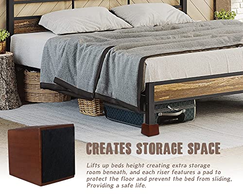 Wood Bed Risers 3 Inch, Square Furniture Risers Set Of 4, Bed Riser Heavy Duty Solid Wooden Risers Support 8000 Lbs, Sofa Riser With Non-Slip Pad,Create Storage Space And Easy Cleaning For The Sweeper #TOP4