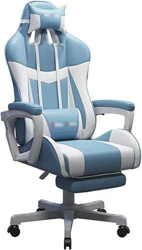 Miniatura 15 de Silla de juego con reposapiés de 90° a 145° en ángulo grande, silla de gamer, silla ergonómica de carreras con abrazo, carga de 330.7 libras (color