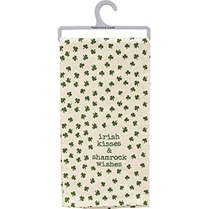 Primitives by Kathy Irish Kisses & Shamrock Wishes Dish Towel, 20 inches x 26 inches, White/Green Primitives by Kathy Irish Kisses Shamrock Wishes Dish Towel 20 inches x 26 inches WhiteGreen