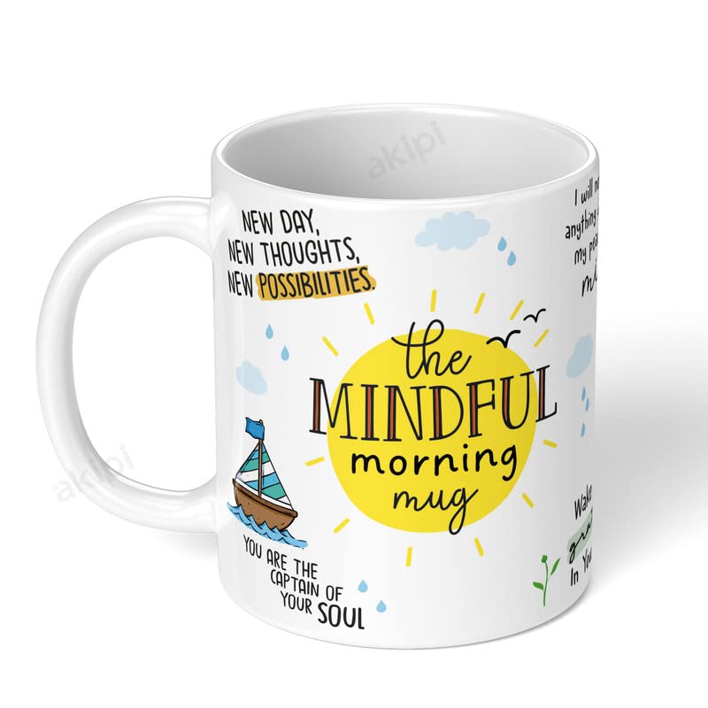 Image of The Mindful Morning Mug - Inspirational Ceramic Mug 11oz Designer Coffee /Tea Cup ARM574