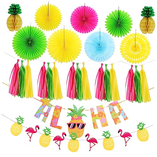 Fanions en papier flamant rose et ananas avec lettres tropicales pour décoration