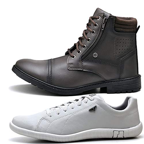 2 Pares Bota Coturno Adventure e Sapatênis Casual Masculino DUBUY 560-900MR Tamanho:41;cor:Marrom;gê