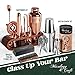 Mixology & Craft Bartender Kit: 10-Piece Cocktail Shaker Set with Dark Bamboo Stand | Complete Cocktail Kit Gift Set | Top Bartender Gifts for Men & Women | Leak-Proof Design (Copper)