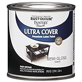 Rust-Oleum 1974730 Painter's Touch Latex Paint, Half Pint, Semi-Gloss Black