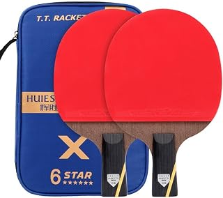 Table Tennis Paddles, 6-Star Carbon Fiber Rackets for Professional Training and Casual Play, Set of 2 with Storage Case