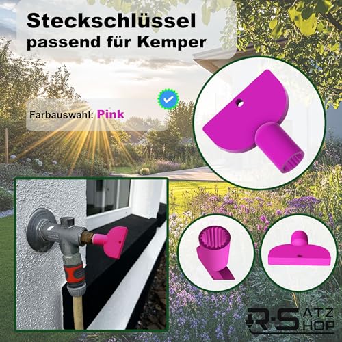 R-Satz Shop Steckschlüssel passend für Kemper Außenwandventil Ersatzteil Zapfhahn Frosti Außenarmatur Frosti-Plus-Ventil Auswahl aus 7 Farben (Pink)
