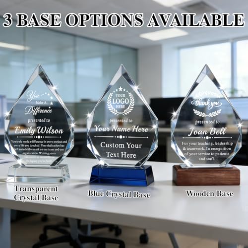 Image of Custom Crystal Award Trophy, Personalized Trophy with Company Logo & Text