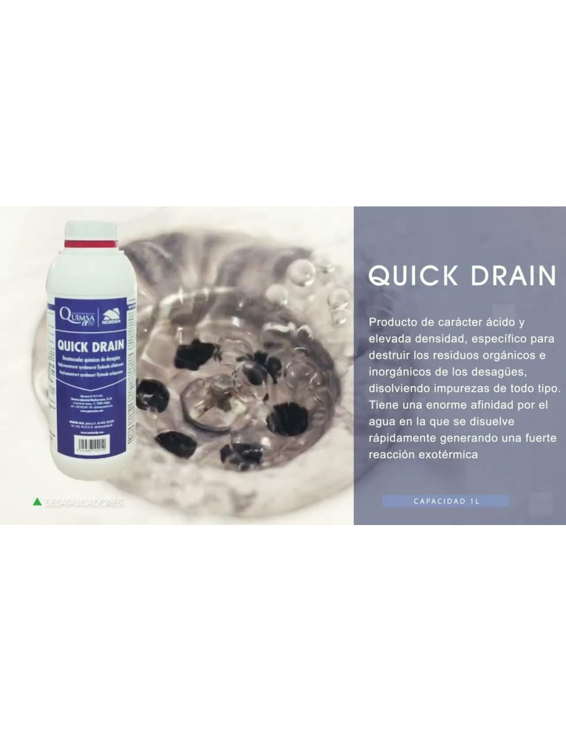 Desatascador Químico Quick Drain 1 Lt