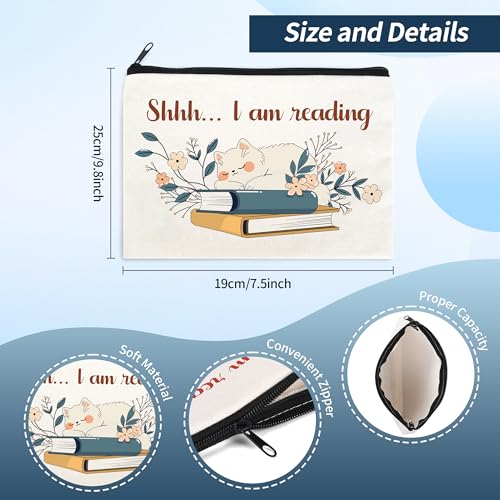 8 Pcs Book Lover Gifts for Women Bookish Gifts in Bulk Mothers Day, Birthday Christmas Gifts for Book Lovers Ideas Cute Bookworms Makeup Bag Makeup Pouch Cosmetic Bag for Librarians Gifts (Green)3