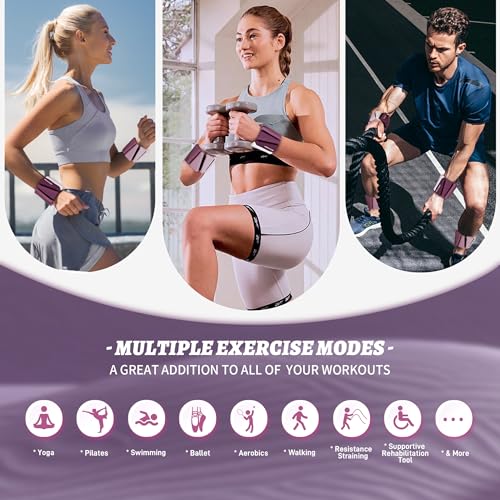 Image of BECOJADDE Ankle Weights for Women Wrist Weights Set of 2 (1 lb /2 lb Each) Adjustable Arm Leg Weight for Womens Men Suitable for Walking Swimming Running Pilates Yoga Gym