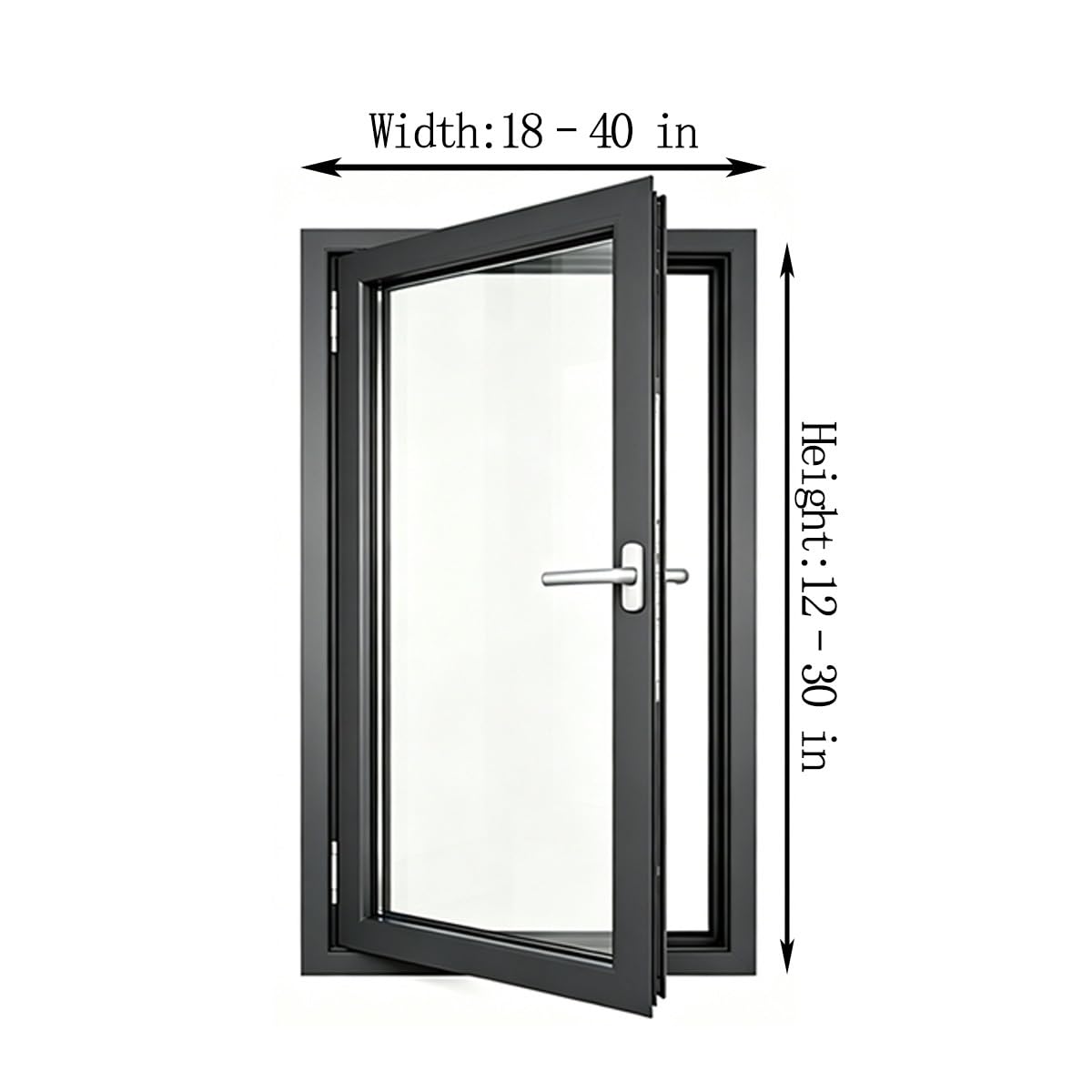 Ventana Abatible de Aluminio para Sótano, Cristal Resistente para Repuesto de Ventana Cobertizo, Buena Ventilación para Dormitorio, Baño y Cocina(R-OP Gray,18x12")