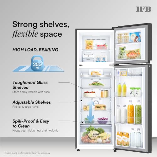 Image of IFB 331L 3 Star 12-in-1 Convertible, Advanced Inverter Frost-Free Double Door Refrigerator with 30 Hrs Cooling Retention, WiFi & 4 Year Super Warranty (2026, IFBFF-383CYKSETU, Metal Black)