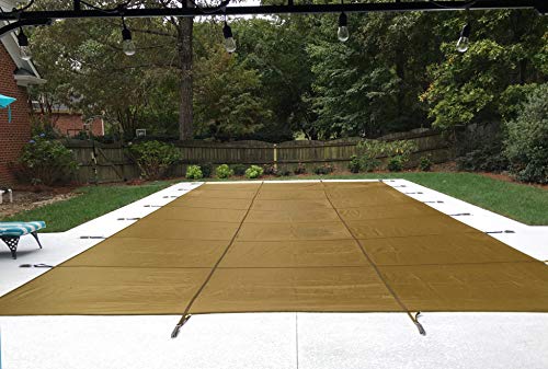 WaterWarden SCMT2040 Cubierta de Seguridad para alberca enterrada, se Adapta a 20 x 40 pies, Malla bronceada, fácil instalación, Triple Costura para máxima Resistencia, Incluye Todos los Accesorios