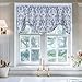 jinchan Linen Valance Curtain Tie Up Blue Valance for Kitchen Windows Vintage Floral Damask Printed Drapes with Adjustable Tie Medallion Small Window Curtain Rod Pocket 20 Inch Long One Panel