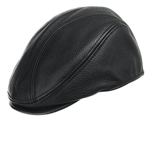 Ultrafino Stockton Driving Classic Leather Ivy Flat Caps Hat Newsboy Stylish Black Small #TOP15