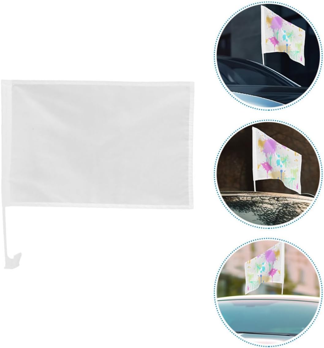 Blank Handheld Flags Versatile Use 12pcs for Car Window Decoration with Comfortable Grip, Polyester Material for Race Conducting for Fan Cheering for DIY, Race Conducting, Fan