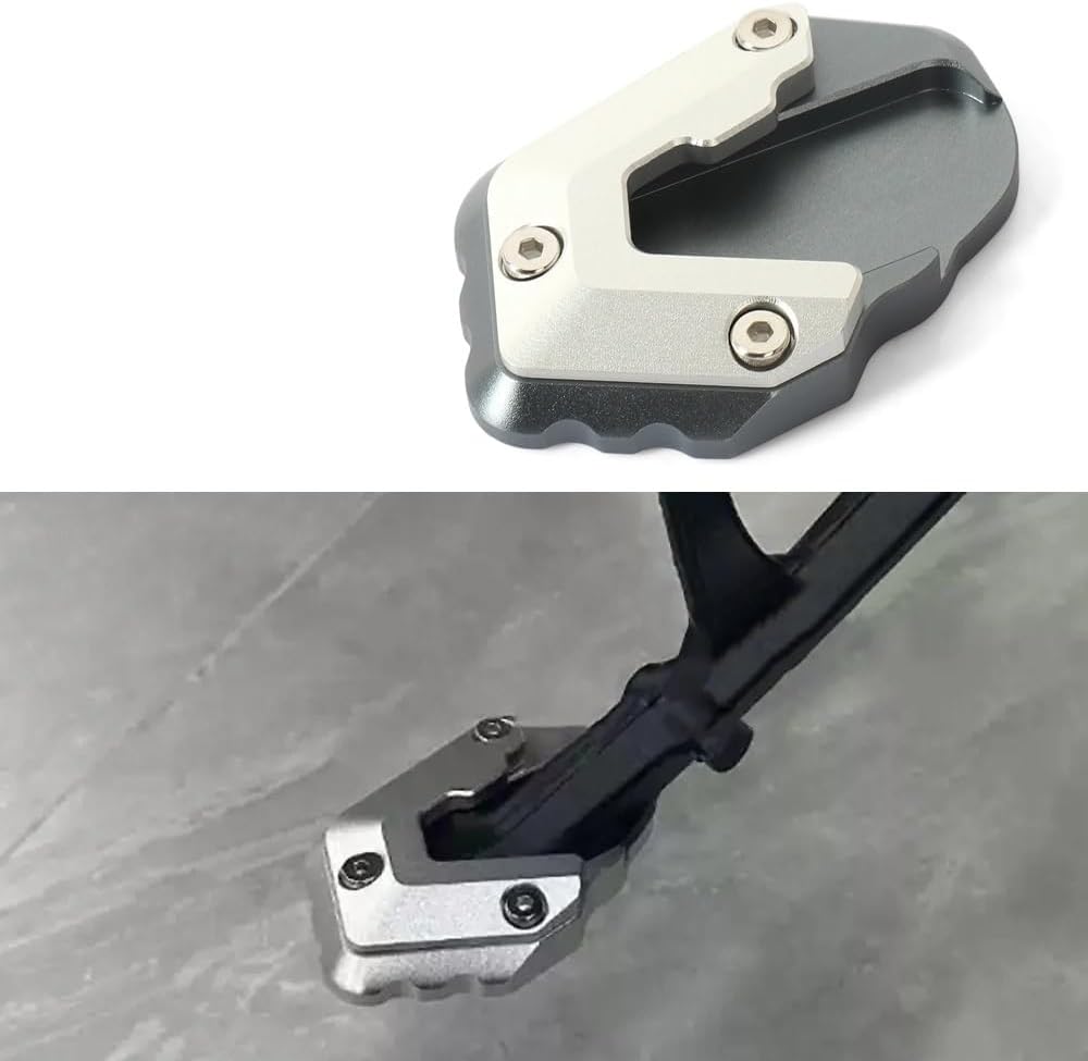 Motorcycle Side Stand pad Motorcycle Kickstand Foot Side Stand Extension Pad Support Enlarge Plate for R 1300 GS for R1300GS 2023 2024(Silver)