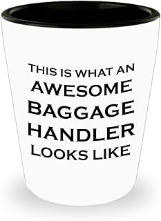 Funny Baggage Handler Shot Glass - Drinkware Novelty Gifts for Fleet Service Agent Clerk Airport Airline Staff Employee Ramp Agent Rampie Ramper Cute Gag Appreciation - Awesome Looks Like